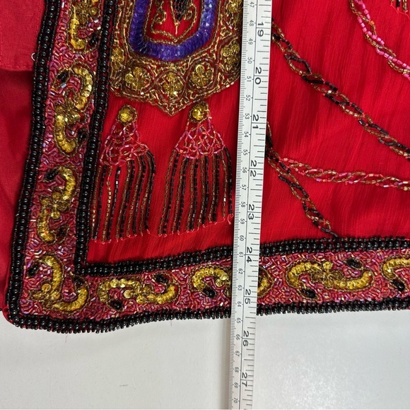 Vtg Laurence Kazar Beaded Silk Jacket Women’s Medium Red Holiday Party NWT - Picture 7 of 8